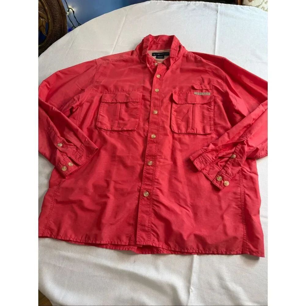 ExOfficio Adventure Shirt Extra Large Red Mesh Fishing Performance Vented Men